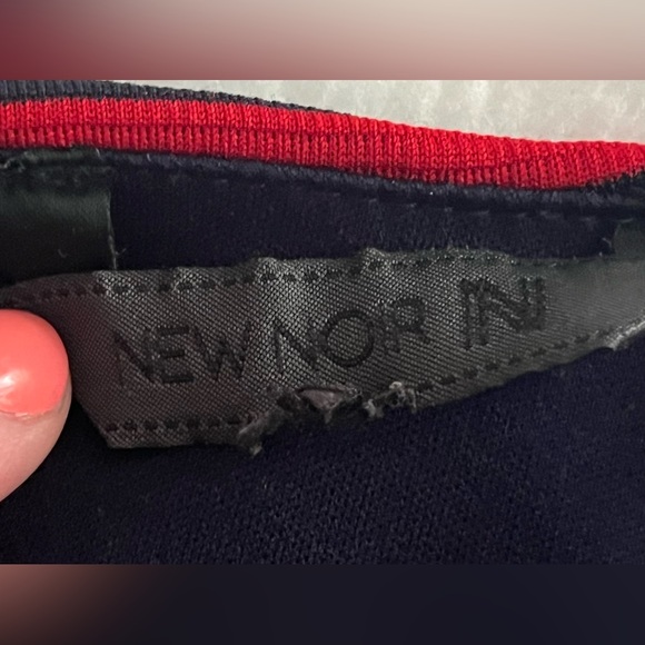 VGUC 2X New Noir Red and Navy Fit and Flare Dress - Picture 3 of 4